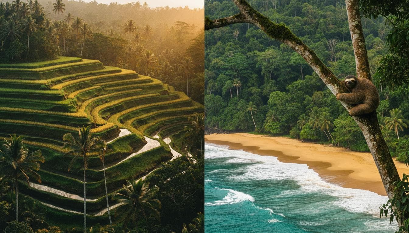 Tropical retreat landscape used as an editorial illustration